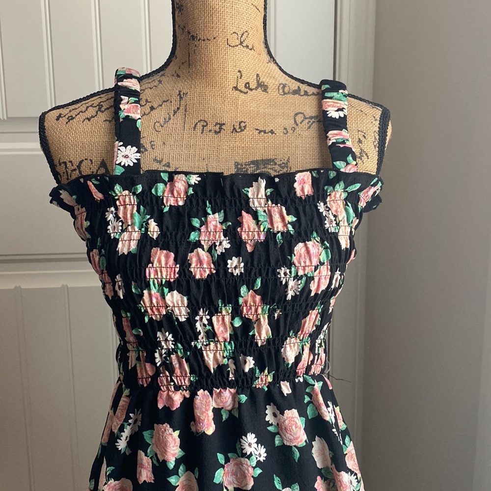 Black and Pink Flower Print Dress